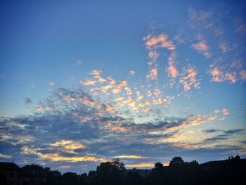 Low angle view of sky at sunset