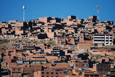 High angle view of townscape against sky