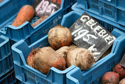 High angle view of food for sale at store