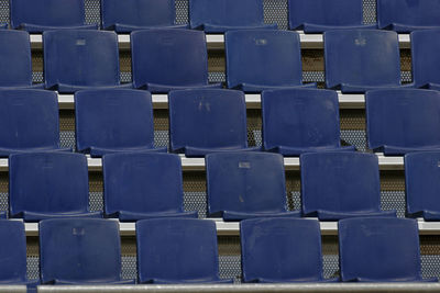 Full frame shot of blue seats
