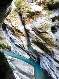 Scenic view of rock formation in sea