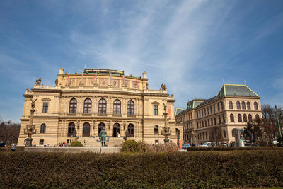 Facade of historic building against sky