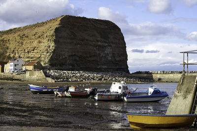 Harbor boats at low tide