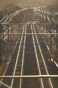 High angle view of road at night