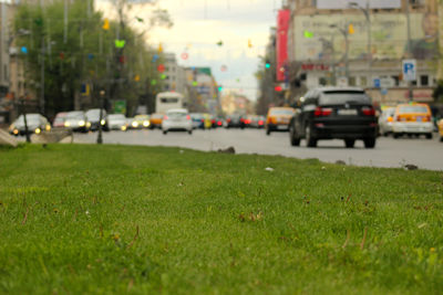 Traffic on road in city