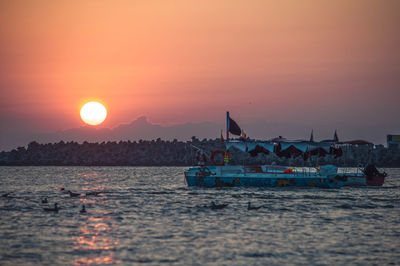 View of sea against sky during sunset