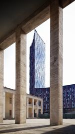 Low angle view of modern building against sky