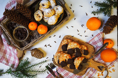 High angle view of food on table