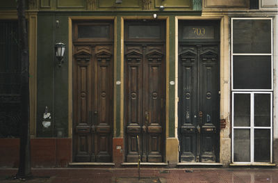 Closed door of old building