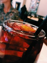 Close-up of beer in glass