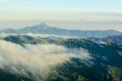 Scenic view of majestic mountains against sky