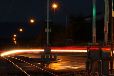 Light trails on street at night