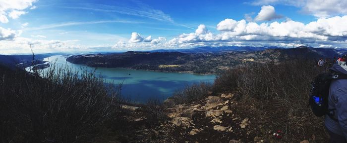 Panoramic view of lake against sky