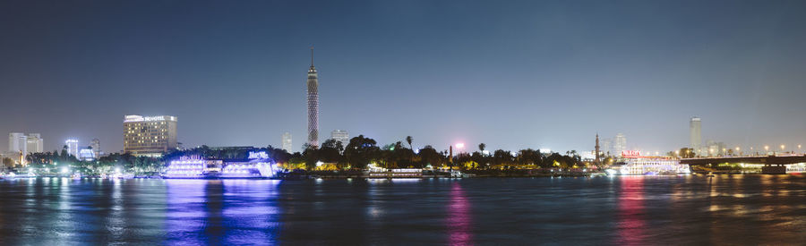 City lit up at night