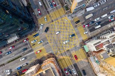 High angle view of traffic on city street