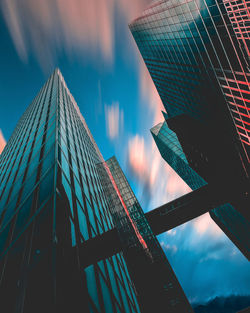 Low angle view of skyscrapers against sky