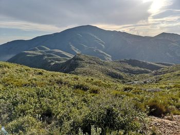 Scenic view of mountains against sky