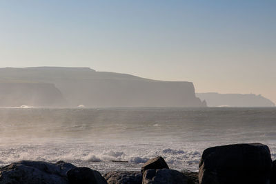 Scenic view of sea against clear sky