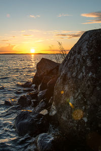 Scenic view of sea during sunset