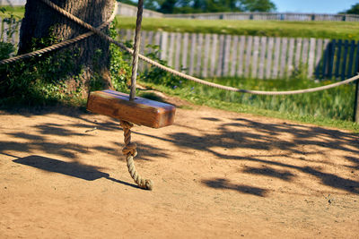 View of swing in park
