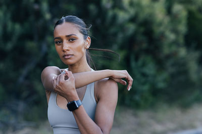 Young woman exercising outdoors