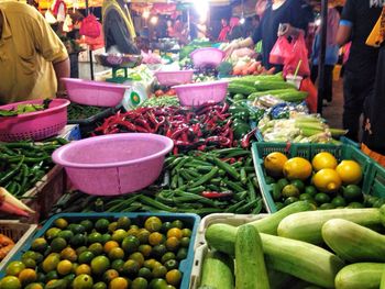 Vegetables for sale at market stall