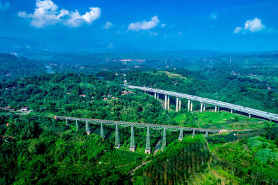 High angle view of bridge against sky