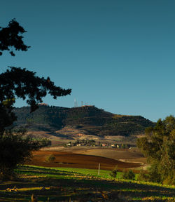 Scenic view of landscape against clear sky