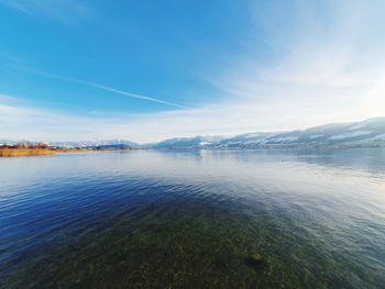 Scenic view of lake against sky