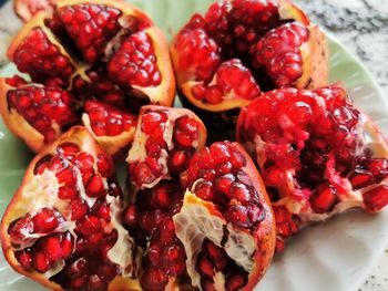Close-up of strawberries in plate