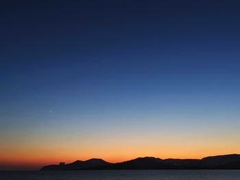 Scenic view of sea against clear sky during sunset