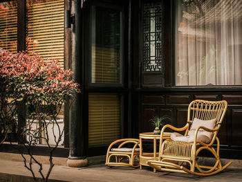 Empty chairs and table