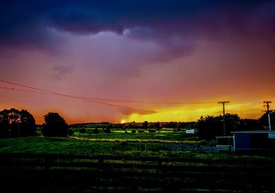 Scenic view of field against sky during sunset