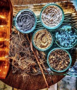 High angle view of food on table