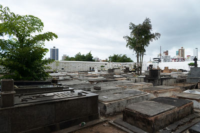 View of the interior of the campo santo cemetery in the city of salvador, bahia, brazil.