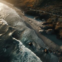 High angle view of beach