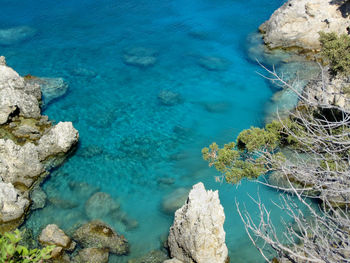 High angle view of sea water