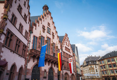 Low angle view of buildings against sky