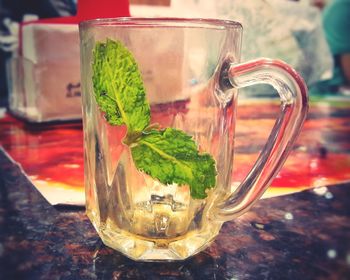 Close-up of tea in cup on table