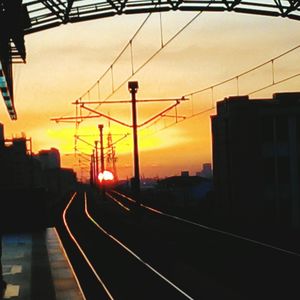 Railroad track at sunset