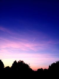 Low angle view of silhouette trees against sky during sunset