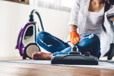 Close-up of man working on table