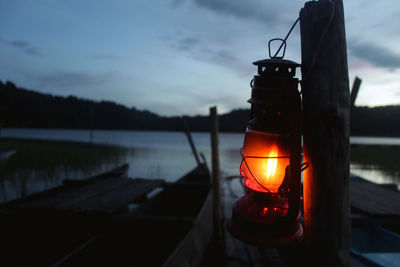 Low angle view of illuminated light