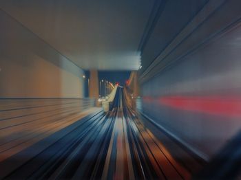 Blurred motion of train at subway station