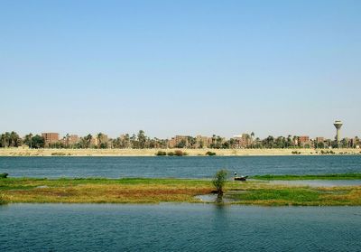 Scenic view of river against clear sky