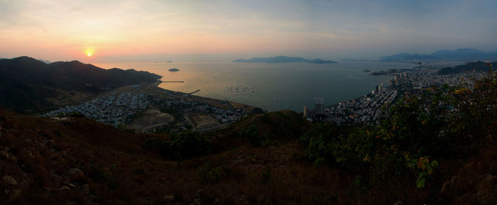 Scenic view of sea at sunset