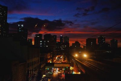 Illuminated city at night