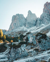 Rock formations on landscape against clear sky