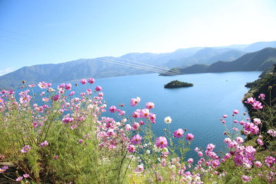 Scenic view of mountains against clear sky