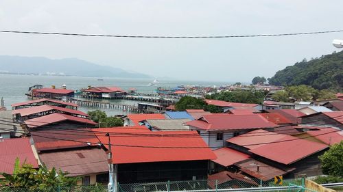 High angle view of residential buildings